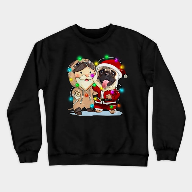 Santa Claus Pug Dog Merry Christmas T-shirt Crewneck Sweatshirt by kimmygoderteart